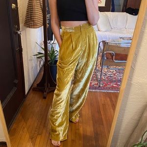Reformation Jones Pant in Gold Velvet